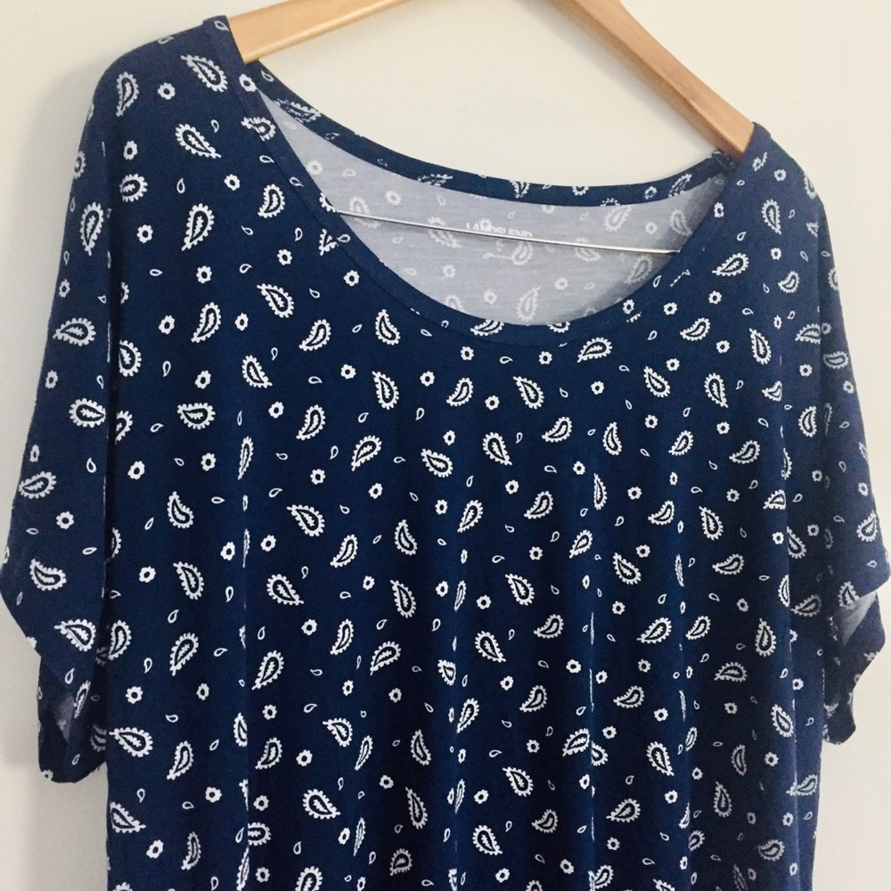 💥SALE 2/$15 🆕 Lands End SOFTEST Stretch Paisley Scoopneck Women’s XL/16/18 NWT